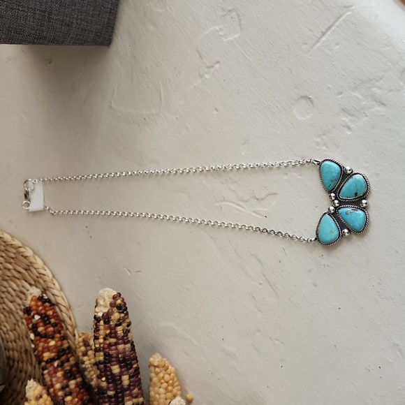 Amazing Native American Handmade Kingman Turquoise Butterfly Necklace 🩵🦋💙🎁 - Picture 9 of 16